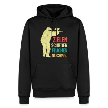 Zielen Schießen Fluchen nochmal Paintball - Männer Premium Bio Hoodie - Schwarz - Vorne - Nico (187cm)