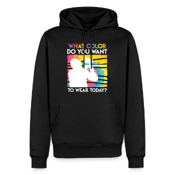 Quelle couleur voulez-vous porter aujourd’hui? Paintball - Sweat à capuche Premium bio Homme - noir - Devant - Nico (187cm)