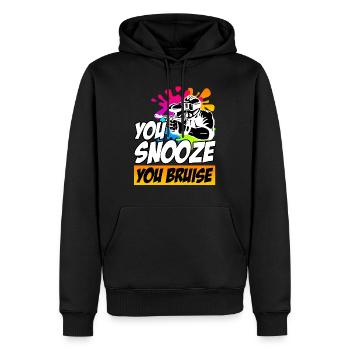 You Snooze you Bruise Paintball - Men’s Premium Organic Hoodie - black - Front - Nico (187cm)