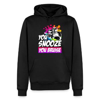 You Snooze you Bruise Paintball - Men’s Premium Organic Hoodie - black - Front - Nico (187cm)