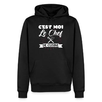 Chef Cuisine Cuisinier Cuisinière Humour C'est Moi - Sweat à capuche Premium bio Homme - noir - Devant - Nico (187cm)