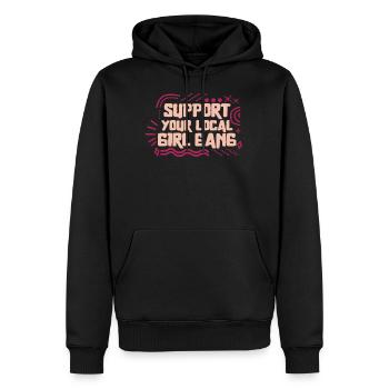 Chemise féministe, soutenez votre fille locale Gang Girl - Sweat à capuche Premium bio Homme - noir - Devant - Nico (187cm)