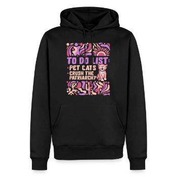 Feminist Shirt, To Do List Pet Cats Lover Cute - Men’s Premium Organic Hoodie - black - Front - Nico (187cm)