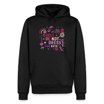 Chemise féministe, les filles ne s’habillent pas pour les garçons fille - Sweat à capuche Premium bio Homme - noir - Devant - Nico (187cm)