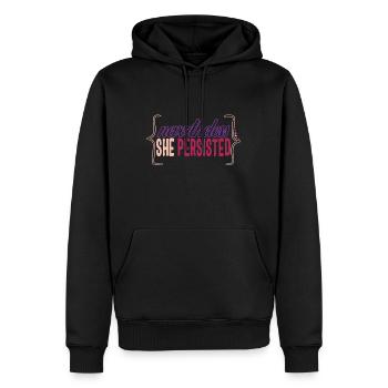 Feminist Shirt, Nevertheless She Persisted - Men’s Premium Organic Hoodie - black - Front - Nico (187cm)