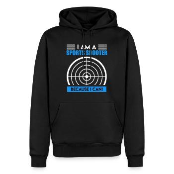 Je suis un tireur sportif parce que je peux - Sweat à capuche Premium bio Homme - noir - Devant - Nico (187cm)