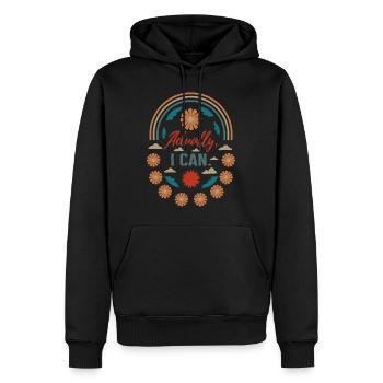Chemise féministe, en fait je peux vintage arc-en-ciel - Sweat à capuche Premium bio Homme - noir - Devant - Nico (187cm)