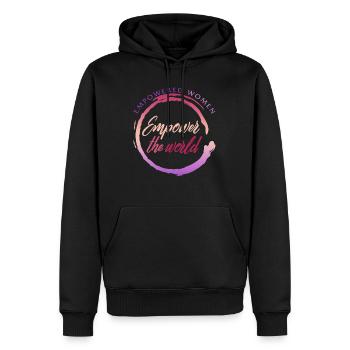 Feminist Shirt, Empowered Women Empowered The - Men’s Premium Organic Hoodie - black - Front - Nico (187cm)