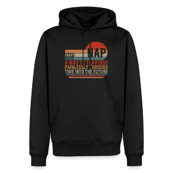 Nickerchenhemd, Nickerchen Verb Beschreibung Tee, lustig - Männer Premium Bio Hoodie - Schwarz - Vorne - Nico (187cm)