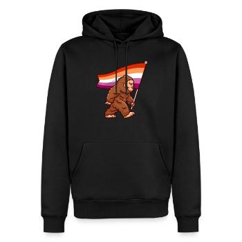Bigfoot Lesbian Pride Flagge Farben Sasquatch LGBTQ - Männer Premium Bio Hoodie - Schwarz - Vorne - Nico (187cm)