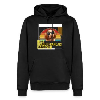 Best Braque Francais Dad Ever T Shirt - Men’s Premium Organic Hoodie - black - Front - Nico (187cm)