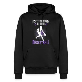 Echte Mädchen spielen Basketball - Männer Premium Bio Hoodie - Schwarz - Vorne - Nico (187cm)