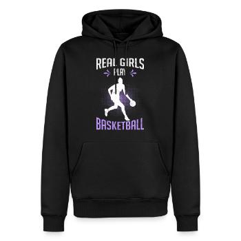 Echte Mädchen spielen Basketball - Männer Premium Bio Hoodie - Schwarz - Vorne - Nico (187cm)