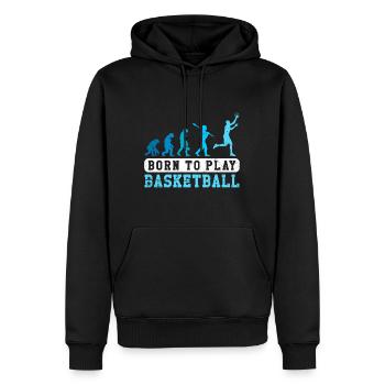 Né pour jouer au basketball - Sweat à capuche Premium bio Homme - noir - Devant - Nico (187cm)