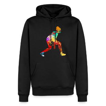 Joueuse de basket-ball de basket-ball féminin - Sweat à capuche Premium bio Homme - noir - Devant - Nico (187cm)