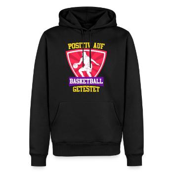 Testé positif au basketball féminin - Sweat à capuche Premium bio Homme - noir - Devant - Nico (187cm)