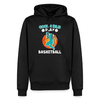 Les filles cool jouent au basket-ball - Sweat à capuche Premium bio Homme - noir - Devant - Nico (187cm)