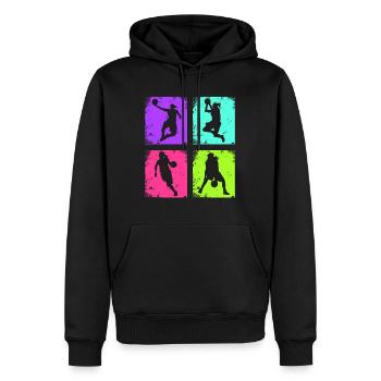 Basketball féminin vintage - Sweat à capuche Premium bio Homme - noir - Devant - Nico (187cm)