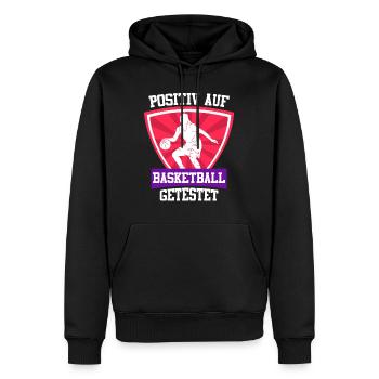 Testé positif au basketball féminin - Sweat à capuche Premium bio Homme - noir - Devant - Nico (187cm)