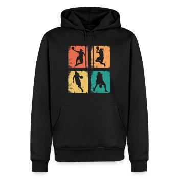 Basketball féminin vintage - Sweat à capuche Premium bio Homme - noir - Devant - Nico (187cm)
