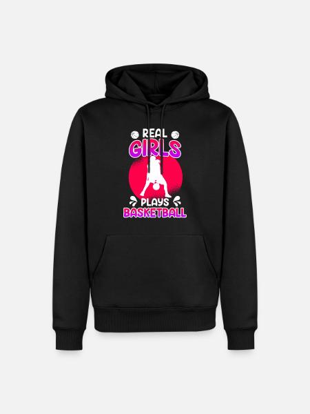 Basketball Mädchen - Männer Premium Bio Hoodie - Schwarz