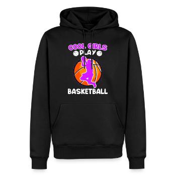 Coole Mädchen spielen Basketball Basketballerin - Männer Premium Bio Hoodie - Schwarz - Vorne - Nico (187cm)