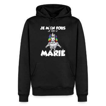 Futur Marié EVG Humour Enterrement Vie de Garçon - Sweat à capuche Premium bio Homme - noir - Devant - Nico (187cm)