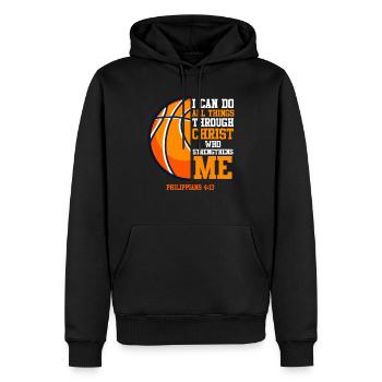 Basketball Bible Citation Je peux faire toutes les choses - Sweat à capuche Premium bio Homme - noir - Devant - Nico (187cm)
