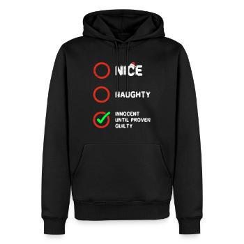Netter ungezogener Unschuldiger, bis seine Schuld bewiesen ist - Männer Premium Bio Hoodie - Schwarz - Vorne - Nico (187cm)