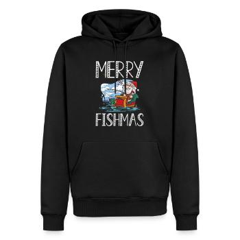 Merry Fishmas Père Noël Vacances de pêche en bateau - Sweat à capuche Premium bio Homme - noir - Devant - Nico (187cm)