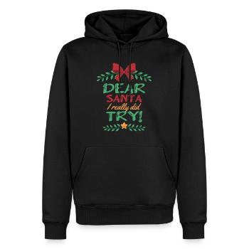 Lieber Weihnachtsmann Ich habe wirklich Weihnachtsmann-Rentiere ausprobiert - Männer Premium Bio Hoodie - Schwarz - Vorne - Nico (187cm)