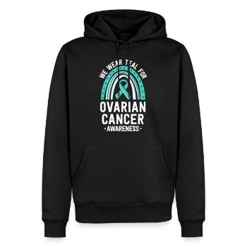 Wir tragen Teal Ovarian Cancer Awareness Matching - Männer Premium Bio Hoodie - Schwarz - Vorne - Nico (187cm)