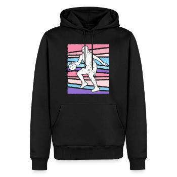Basket-ball rétro Basket-ball féminin - Sweat à capuche Premium bio Homme - noir - Devant - Nico (187cm)