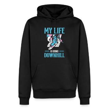 My Life Is Going Downhill Winter Sport Snowboarder - Men’s Premium Organic Hoodie - black - Front - Nico (187cm)