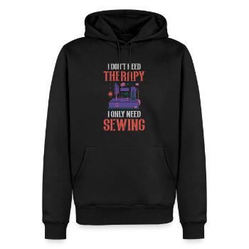 Ich brauche keine Therapie, ich brauche nur Nähen - Männer Premium Bio Hoodie - Schwarz - Vorne - Nico (187cm)