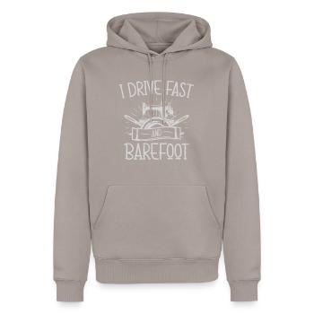 I Drive Fast And Barefoot Quilt Fabric Needle - Men’s Premium Organic Hoodie - taupe - Front - Nico (187cm)