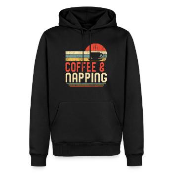 Napping Shirt, Coffee And Napping Tee, Funny - Men’s Premium Organic Hoodie - black - Front - Nico (187cm)