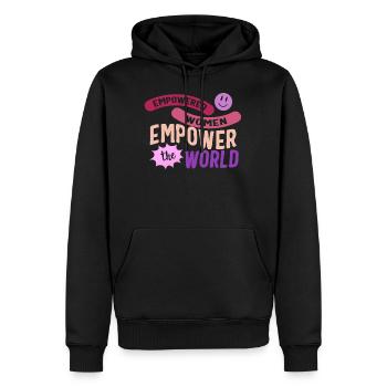 Feminist Shirt, Empowered Women Empowered The - Men’s Premium Organic Hoodie - black - Front - Nico (187cm)