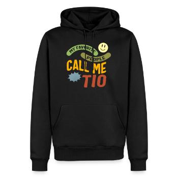 Chemise d’oncle, mes gens préférés m’appellent Tio - Sweat à capuche Premium bio Homme - noir - Devant - Nico (187cm)