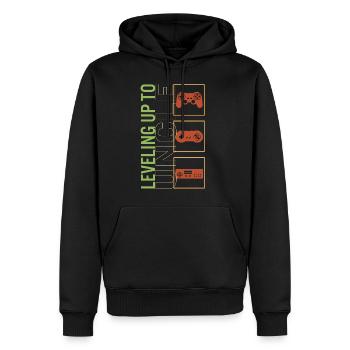 Chemise d’oncle, mise à niveau vers le jeu d’oncle - Sweat à capuche Premium bio Homme - noir - Devant - Nico (187cm)