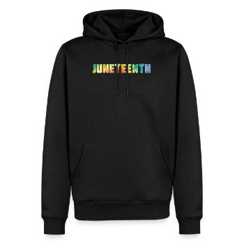 Juneteenth Shirt, BLM, Afro Femmes, Mélanine, - Sweat à capuche Premium bio Homme - noir - Devant - Nico (187cm)