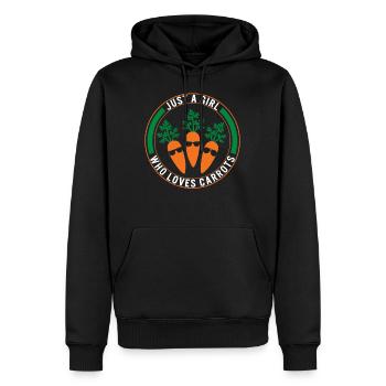 Carrot Vegetable Shirt, Just A Girl Who Loves - Men’s Premium Organic Hoodie - black - Front - Nico (187cm)