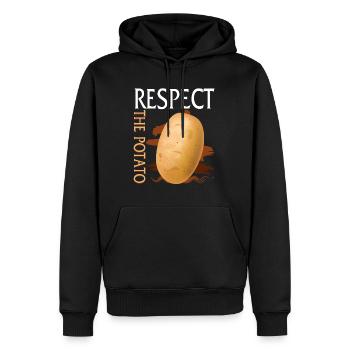 Chemise de légumes aux pommes de terre, Respectez le tee de pommes de terre, - Sweat à capuche Premium bio Homme - noir - Devant - Nico (187cm)