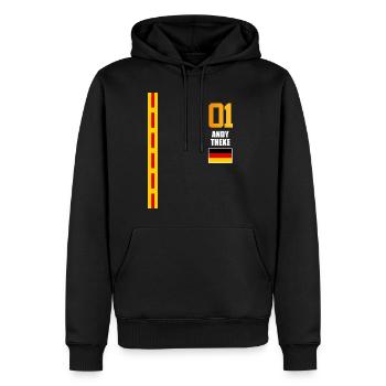 Sauftrikot Deutschland Andy Theke - Männer Premium Bio Hoodie - Schwarz - Vorne - Nico (187cm)