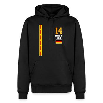 Sauftrikot Deutschland Mark N. Bier - Männer Premium Bio Hoodie - Schwarz - Vorne - Nico (187cm)