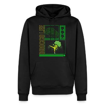 Chemise de légumes, Brocco-Lee Funny Vegetable - Sweat à capuche Premium bio Homme - noir - Devant - Nico (187cm)