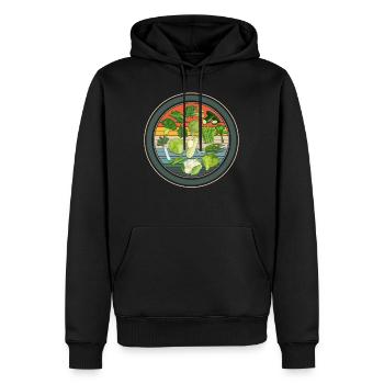 Chemise légumes, Légumes Verts Vintage Rétro - Sweat à capuche Premium bio Homme - noir - Devant - Nico (187cm)