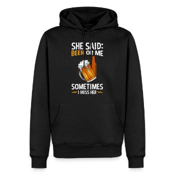 Männer Bier Spruch Bier oder Frau Biertrinker - Männer Premium Bio Hoodie - Schwarz - Vorne - Nico (187cm)