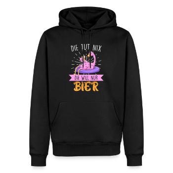 Die tut nix die will nur Bier Flamingo - Männer Premium Bio Hoodie - Schwarz - Vorne - Nico (187cm)