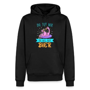 Die tut nix die will nur Bier Flamingo - Männer Premium Bio Hoodie - Schwarz - Vorne - Nico (187cm)